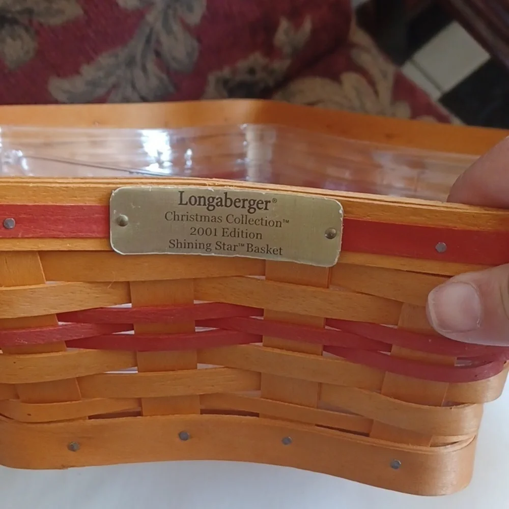Vintage Longaberger Star Basket with Red Accents, two inserts, 2001